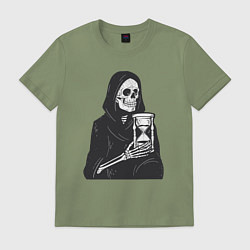 Футболка хлопковая мужская Смерть и песочные часы, цвет: авокадо