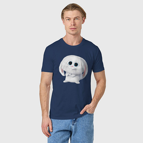 Мужская футболка Кролик Снежок / Тёмно-синий – фото 3