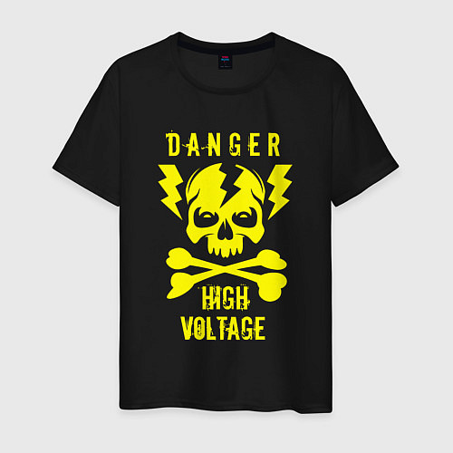 Мужская футболка Опасно высокое напряжение / Черный – фото 1