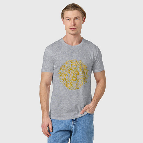 Мужская футболка Золотые узоры гжель / Меланж – фото 3