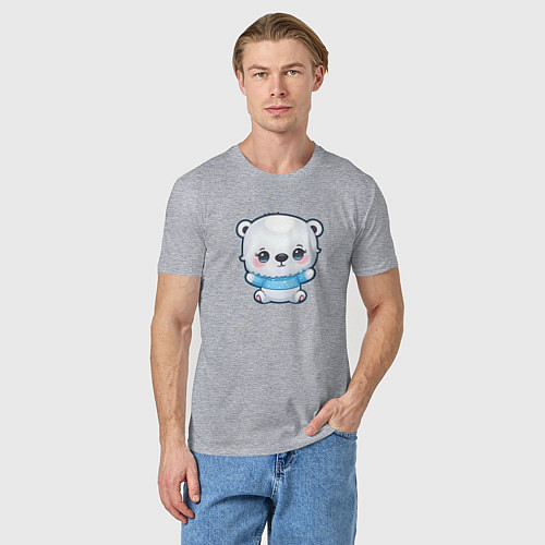 Мужская футболка Белый полярный медвежонок / Меланж – фото 3
