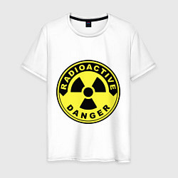 Футболка хлопковая мужская Danger radiation sign, цвет: белый