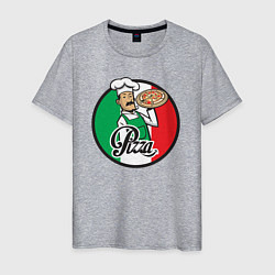 Футболка хлопковая мужская Итальянская пицца, цвет: меланж