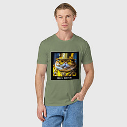 Футболка хлопковая мужская Мем кот барон в стиле стимпанк: big boss, цвет: авокадо — фото 2