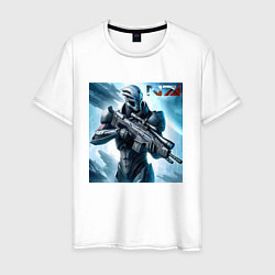 Футболка хлопковая мужская Mass Effect - N7 ai art, цвет: белый