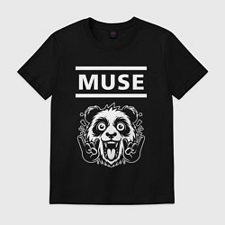 Футболка хлопковая мужская Muse rock panda, цвет: черный