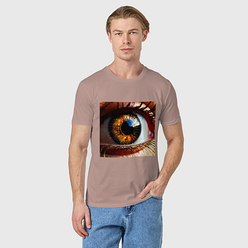 Мужская футболка Золотой карий глаз в стиле стимпанк / Пыльно-розовый – фото 3