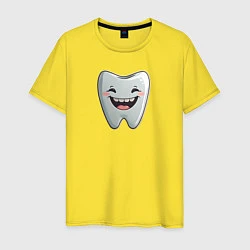 Футболка хлопковая мужская Улыбающийся зуб, цвет: желтый