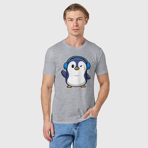 Мужская футболка Привет от пингвина / Меланж – фото 3