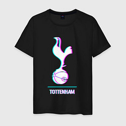 Футболка хлопковая мужская Tottenham FC в стиле glitch, цвет: черный