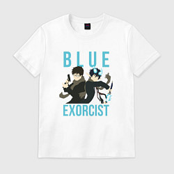 Футболка хлопковая мужская Синий экзорцист - браться, цвет: белый