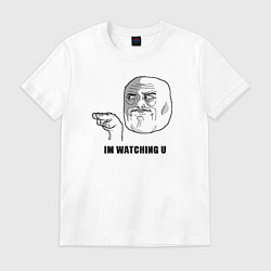 Футболка хлопковая мужская Im watching u meme, цвет: белый