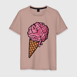 Футболка хлопковая мужская Brain ice cream, цвет: пыльно-розовый