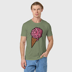 Футболка хлопковая мужская Brain ice cream, цвет: авокадо — фото 2