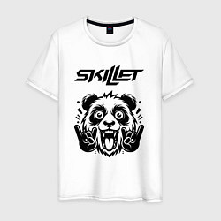Футболка хлопковая мужская Skillet - rock panda, цвет: белый