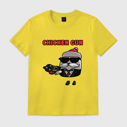 Футболка хлопковая мужская Chicken gun santa, цвет: желтый
