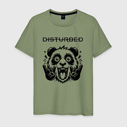 Футболка хлопковая мужская Disturbed - rock panda, цвет: авокадо