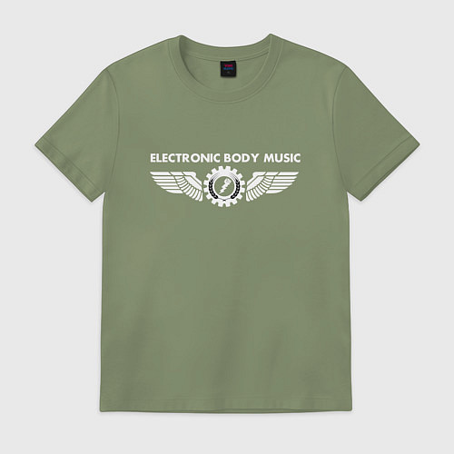 Мужская футболка EBM - Electronic body music white / Авокадо – фото 1