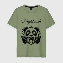 Футболка хлопковая мужская Nightwish - rock panda, цвет: авокадо