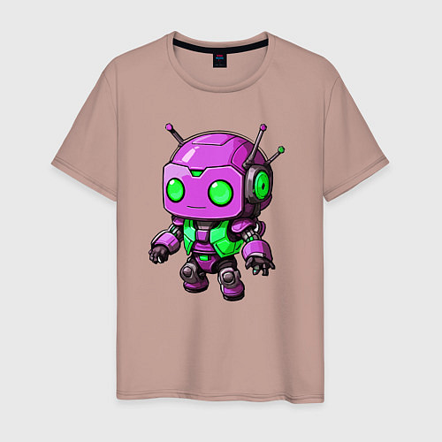 Мужская футболка Фиолетовый робот инопланетянин / Пыльно-розовый – фото 1