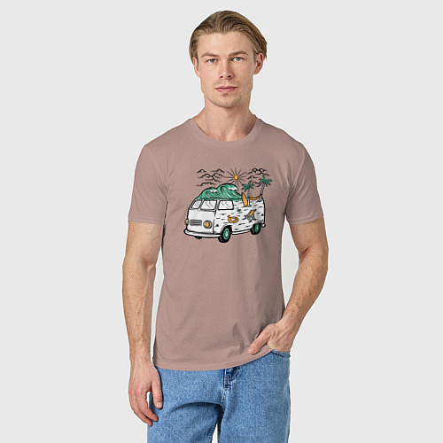 Мужская футболка Summer trip VW / Пыльно-розовый – фото 3