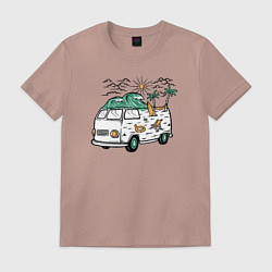 Футболка хлопковая мужская Summer trip VW, цвет: пыльно-розовый