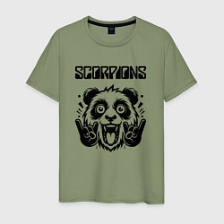 Футболка хлопковая мужская Scorpions - rock panda, цвет: авокадо
