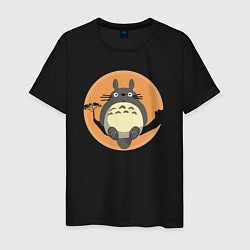 Футболка хлопковая мужская Totoro on the tree, цвет: черный