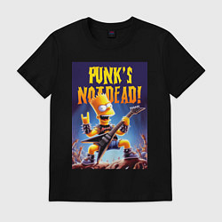 Футболка хлопковая мужская Bart Simpson - punks not dead, цвет: черный