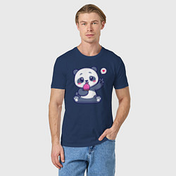 Футболка хлопковая мужская Ice cream panda, цвет: тёмно-синий — фото 2
