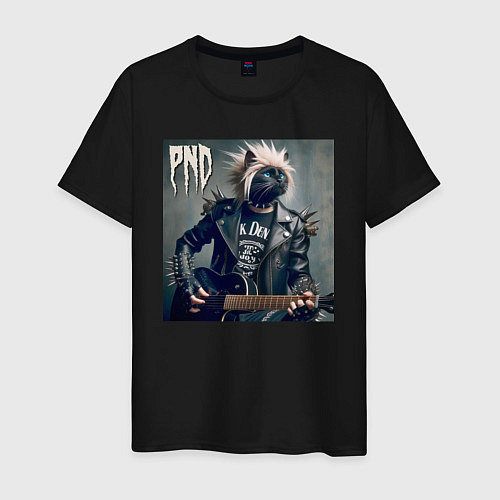 Мужская футболка Cool cat - punks not dead / Черный – фото 1