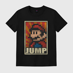 Футболка хлопковая мужская Jump Mario, цвет: черный