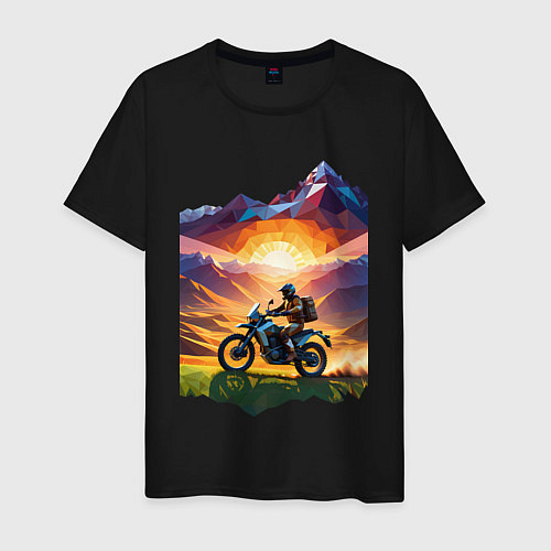 Мужская футболка Мотопутешествие в горы / Черный – фото 1