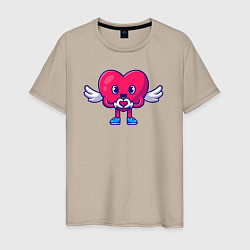 Футболка хлопковая мужская Heart angel, цвет: миндальный