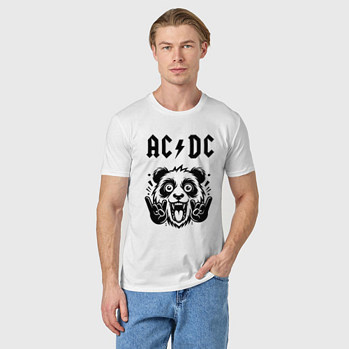 Мужская футболка AC DC - rock panda / Белый – фото 3