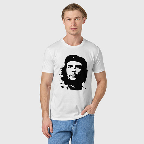 Мужская футболка Черно-белый силуэт Че Гевара / Белый – фото 3
