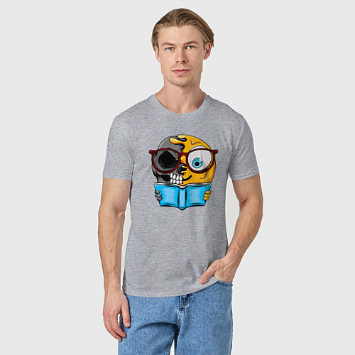 Мужская футболка Смайлик с книгой / Меланж – фото 3