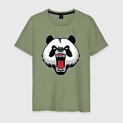 Футболка хлопковая мужская Сердитая панда, цвет: авокадо