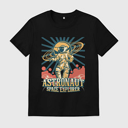 Футболка хлопковая мужская Астронавт - исследователь космоса, цвет: черный