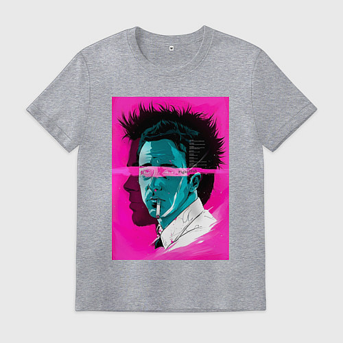 Мужская футболка Fight club pink poster / Меланж – фото 1