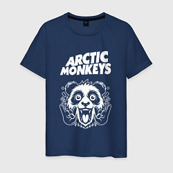 Футболка хлопковая мужская Arctic Monkeys rock panda, цвет: тёмно-синий