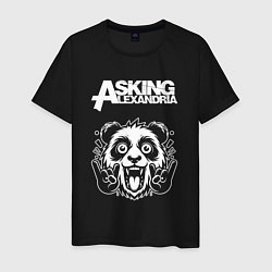 Футболка хлопковая мужская Asking Alexandria rock panda, цвет: черный