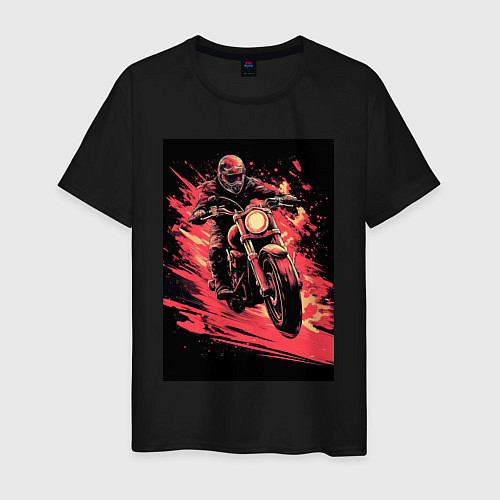 Мужская футболка Мотокросс красные брызги / Черный – фото 1