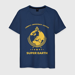 Футболка хлопковая мужская Helldivers: Super Earth, цвет: тёмно-синий