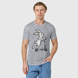 Футболка хлопковая мужская Зайчик с самокатом, цвет: меланж — фото 2