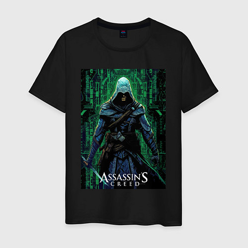 Мужская футболка Assassins creed стиль матрицы / Черный – фото 1