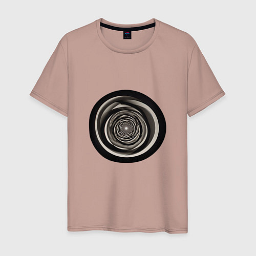 Мужская футболка Черно белые кольца / Пыльно-розовый – фото 1