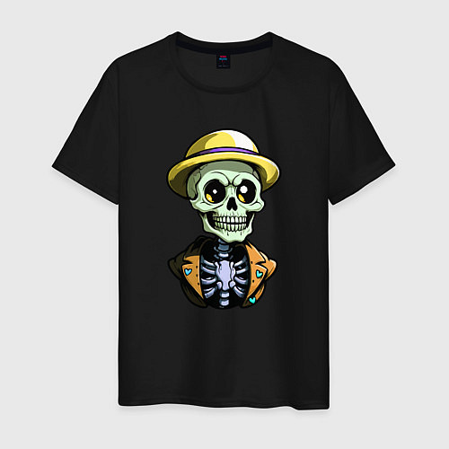 Мужская футболка Скелет в жёлтой шляпе / Черный – фото 1