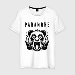 Футболка хлопковая мужская Paramore - rock panda, цвет: белый