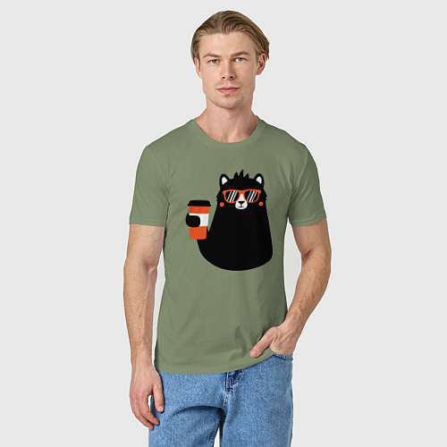 Мужская футболка Мишка с напитком / Авокадо – фото 3